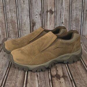 Sz 8.5 Mens Merrell Moab Adventure Moc Brown Slip On Hiking Shoes MISSING INSOLE